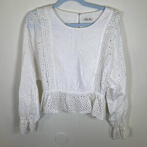 LoveShackFancy White Eyelet Nellie Blouse
